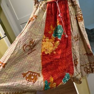 Kantha Bae cotton culottes, can be worn both sides, B side w/ birds! 4 Pockets!
